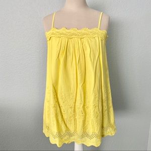GAP Yellow Cotton Eyelet Camisole Tunic Top Medium